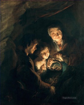 Pedro Pablo Rubens Painting - Anciana con una cesta de carbón Barroco Peter Paul Rubens